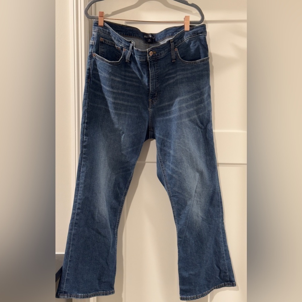 J.Crew Factory jeans size 33. Hits at ankle, relaxed, distressed, like new.
